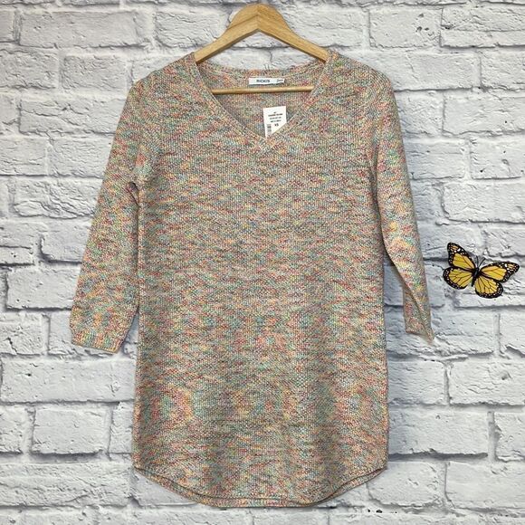 Ricki's V-Neck Curved Hem Pullover Sweater Space Dye Color Size Extra Small - Picture 2 of 15